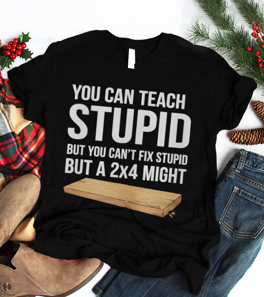 You Can Teach Stupid But You Can't Fix Stupid But A 2x4 Might T-Shirt