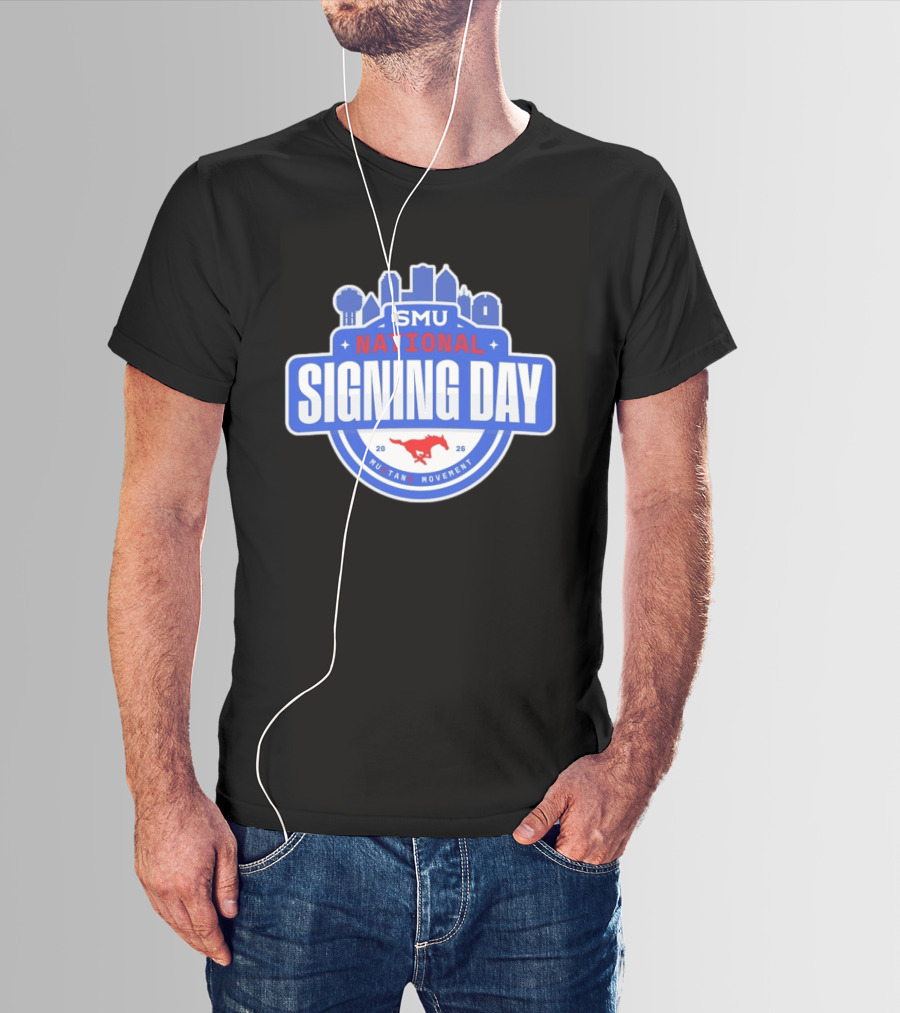 SMU Mustangs National Signing Day Mustang Movement 2026 Skyline T-Shirt