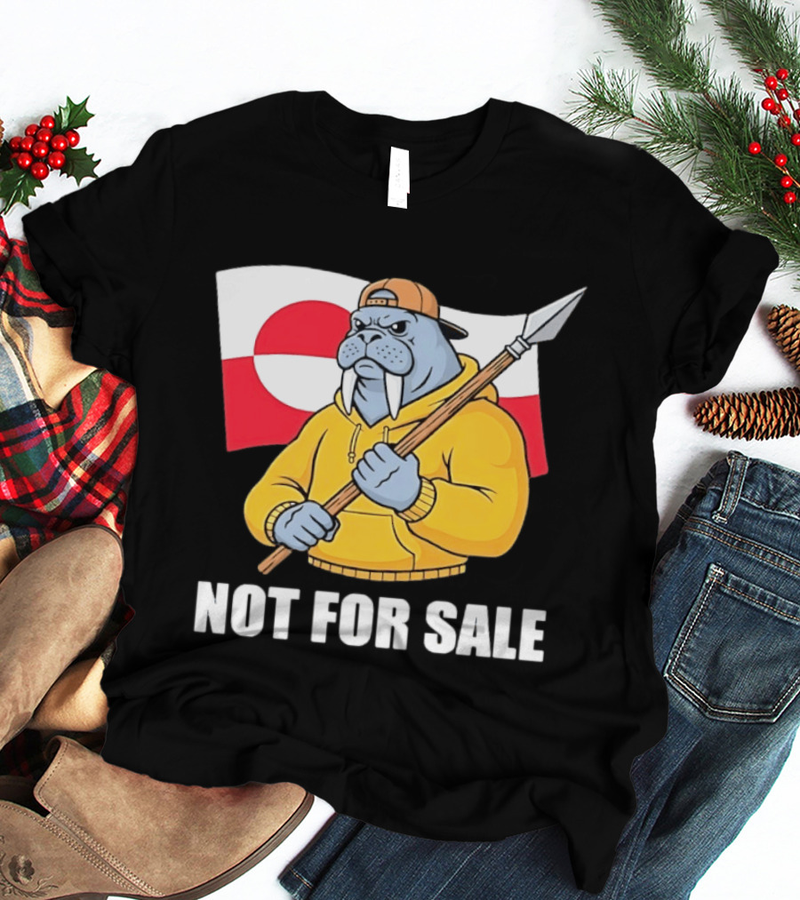 Walrus Holding Spear Greenland Flag Not For Sale T-Shirt