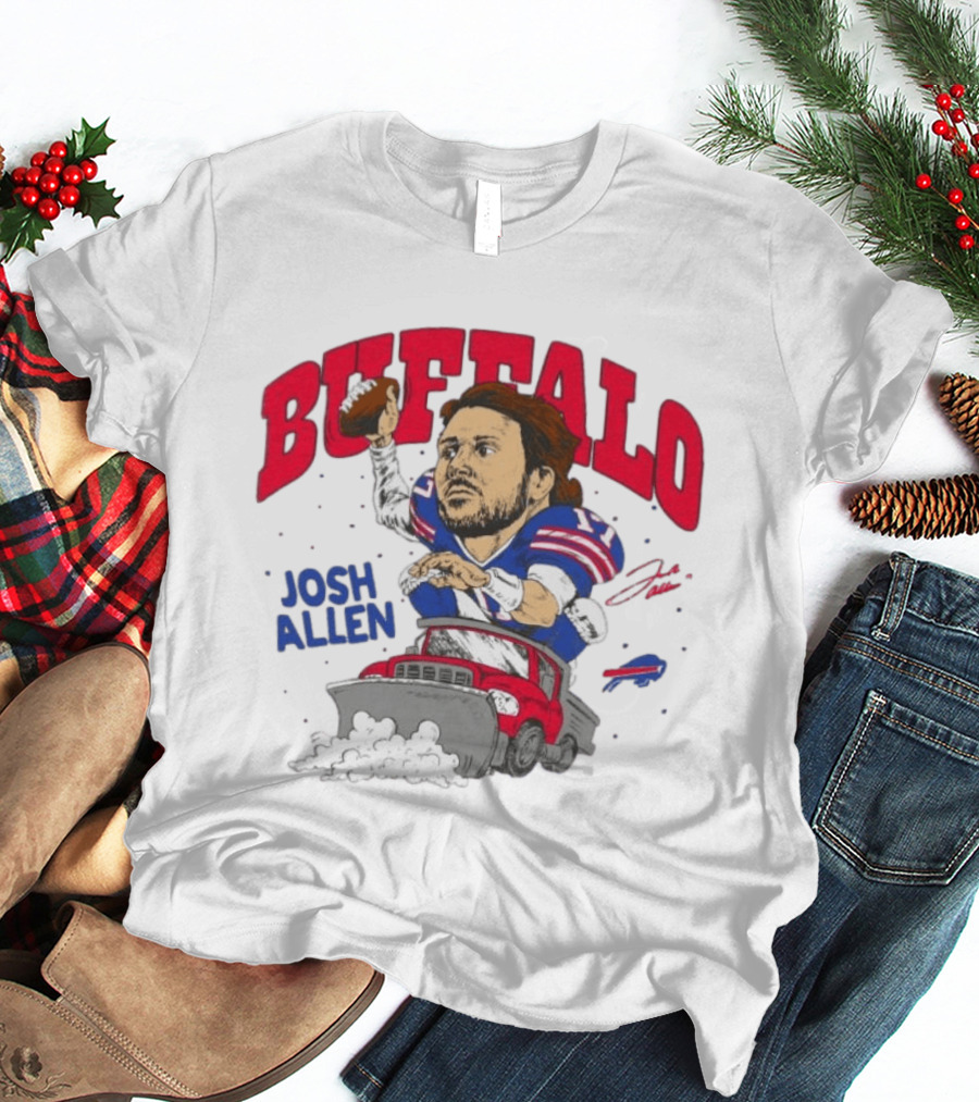 Buffalo Bills Josh Allen Snow Plow Football T-Shirt