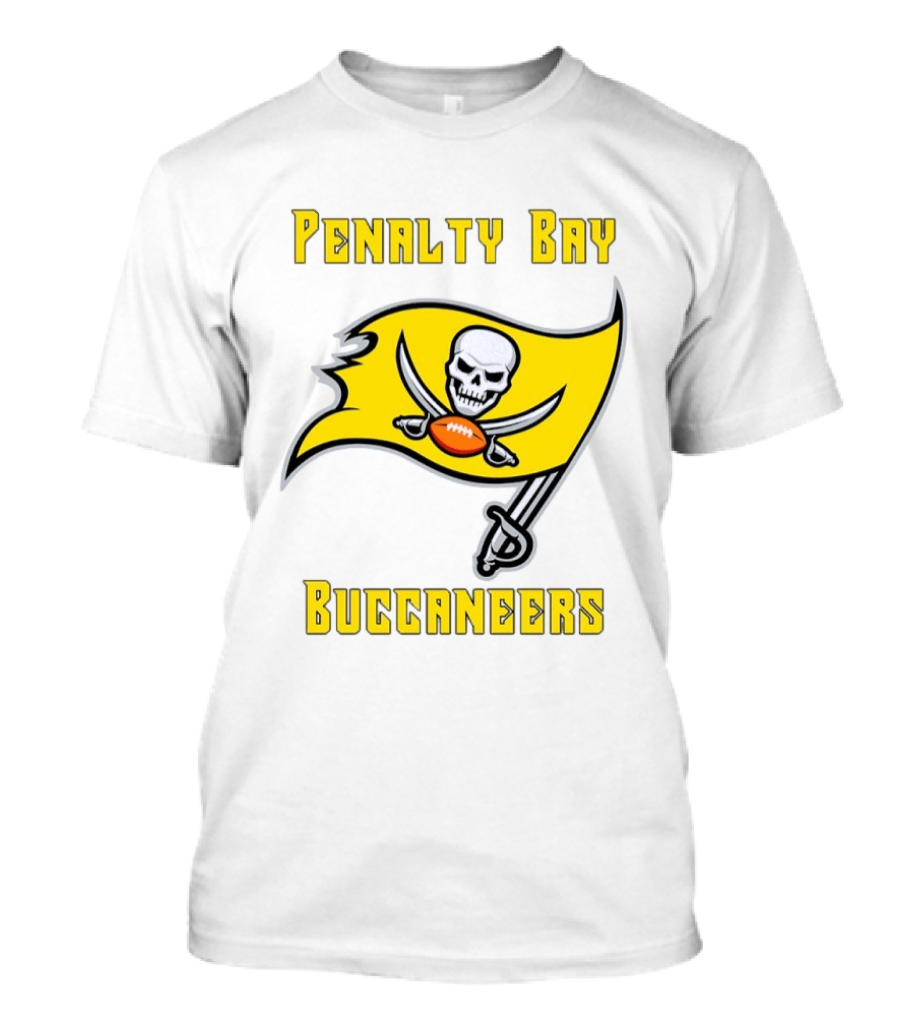 Penalty Bay Buccaneers Yellow Flag Football Skull Swords T-Shirt