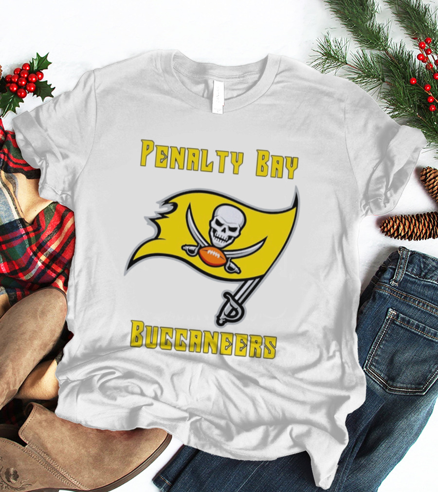 Penalty Bay Buccaneers Yellow Flag Football Skull Swords T-Shirt