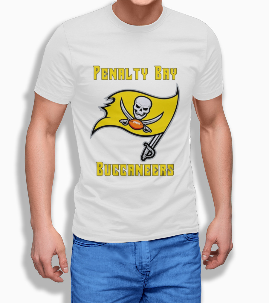 Penalty Bay Buccaneers Yellow Flag Football Skull Swords T-Shirt