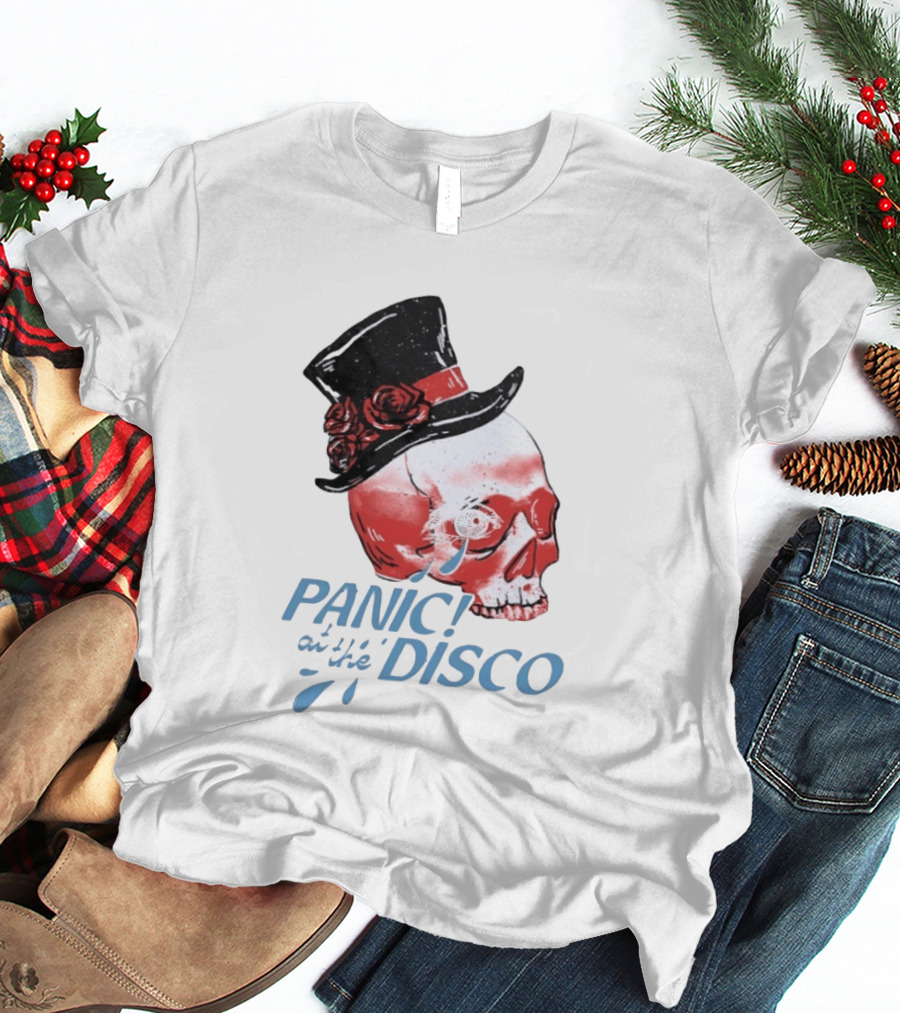 Panic At The Disco Skull Top Hat Roses T-Shirt