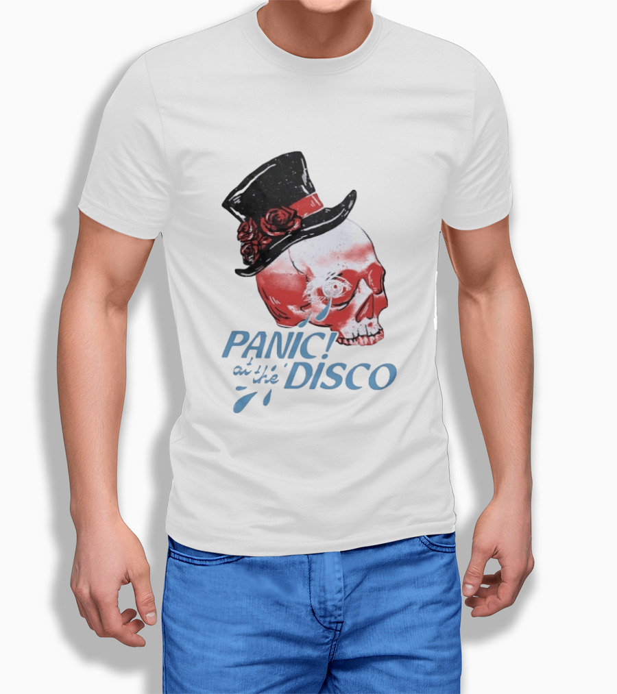 Panic At The Disco Skull Top Hat Roses T-Shirt