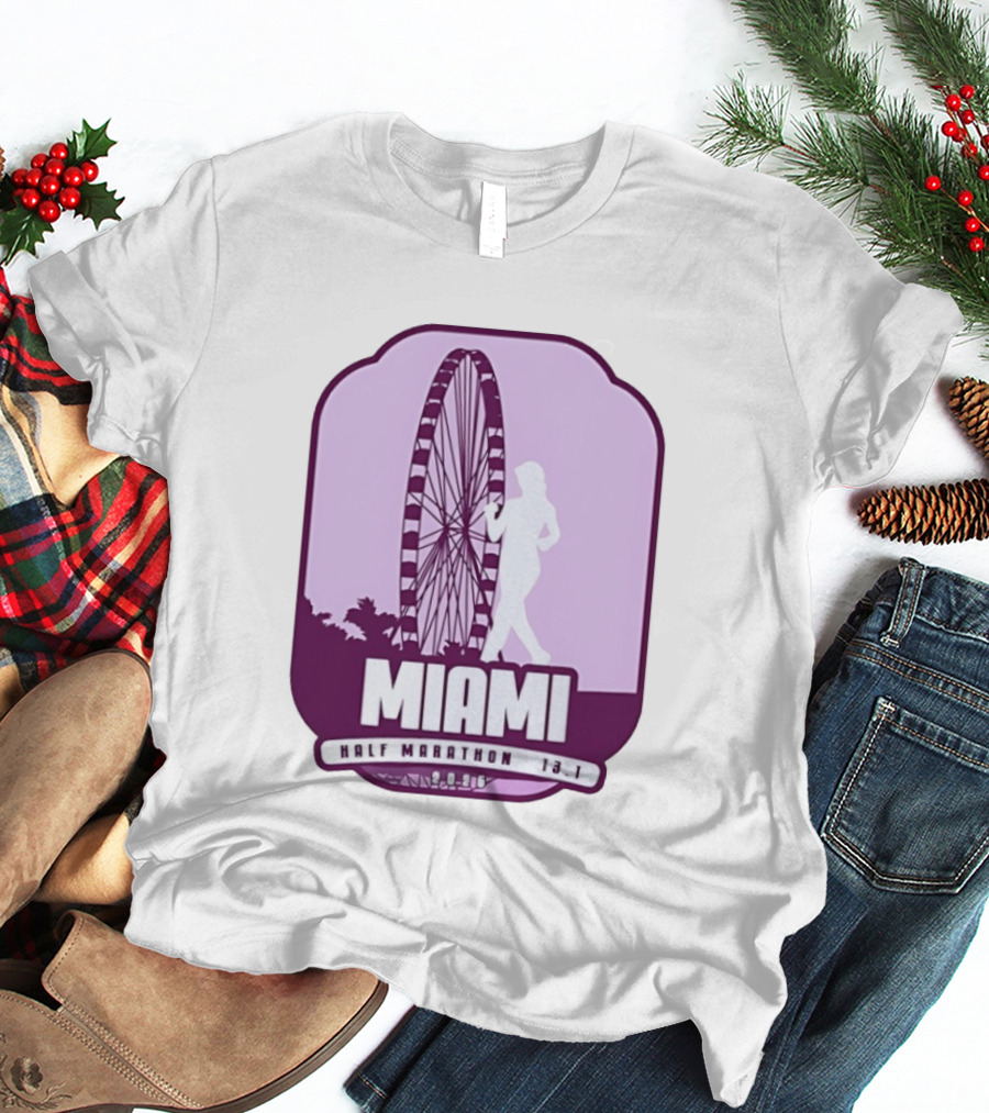 MIAMI Half Marathon 13.1 February 2 2025 Ferris Wheel T-Shirt