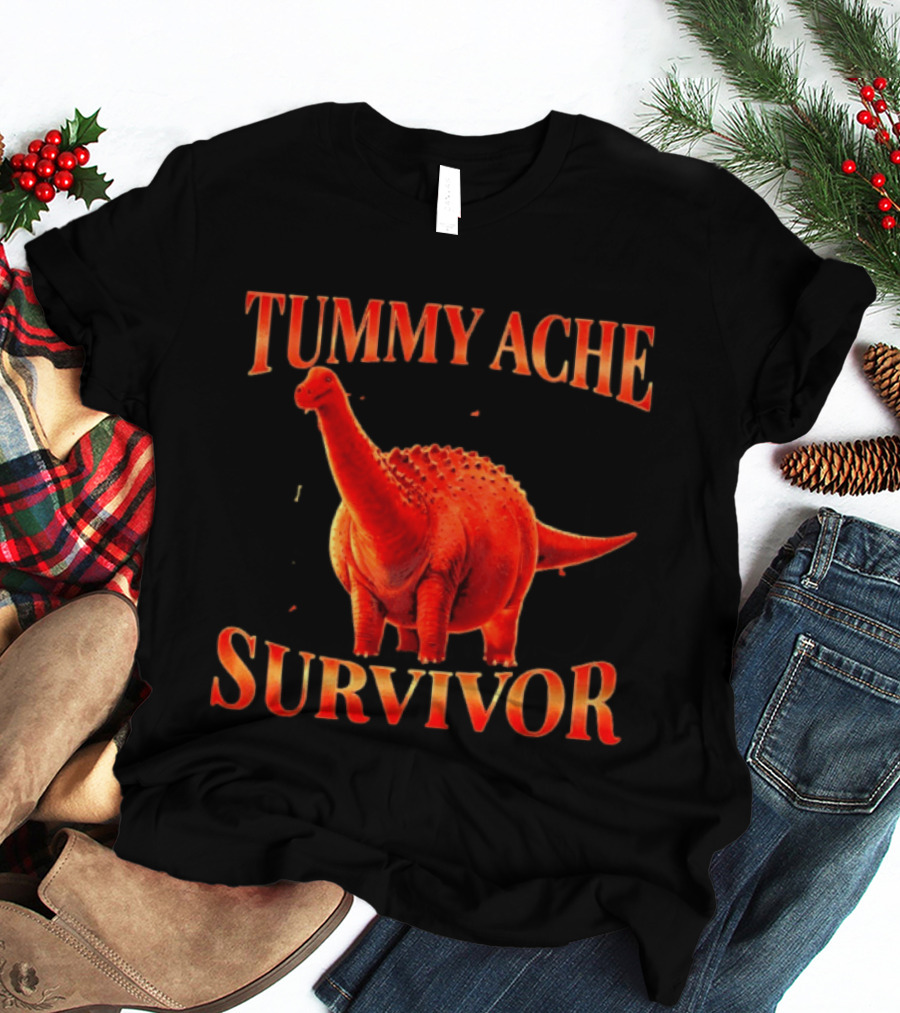 Tummy Ache Survivor Red Apatosaurus T-Shirt