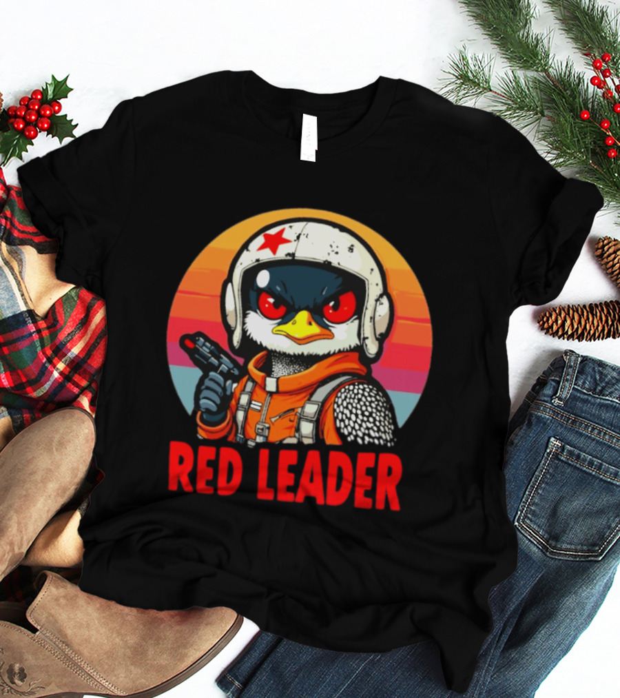Red Leader Loon Pilot Retro Sunset T-Shirt