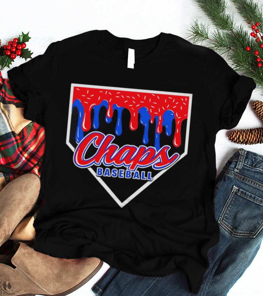 Chaps Baseball Blue Red Melting Motif T-Shirt