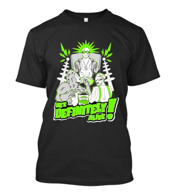 He's Definitely Alive Exile Bright Green Highlights Gorilla And Scientist T-Shirt