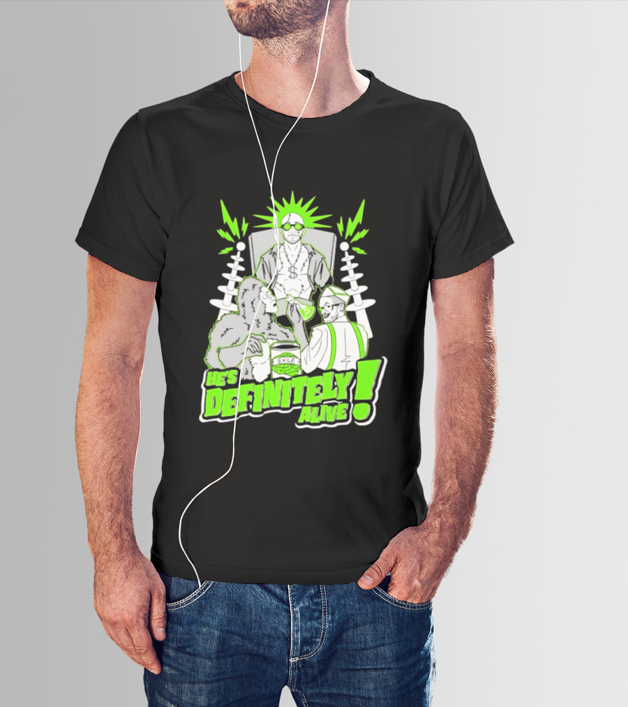 He's Definitely Alive Exile Bright Green Highlights Gorilla And Scientist T-Shirt