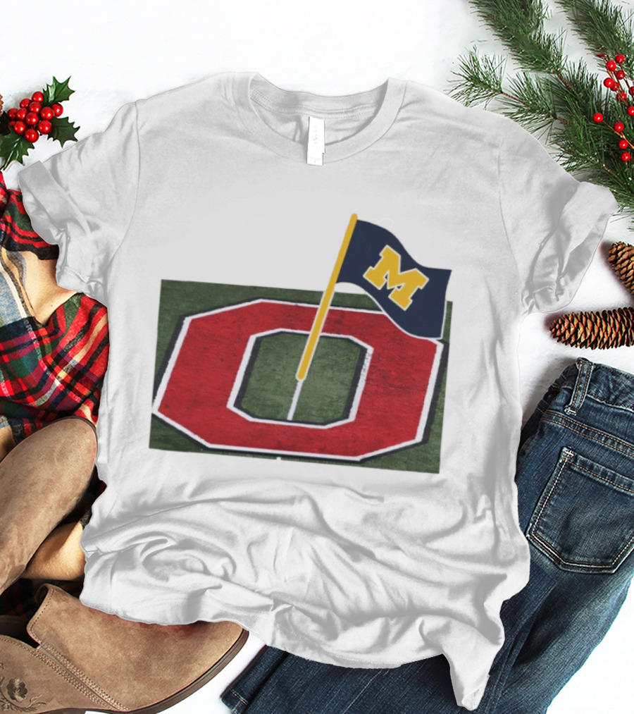 Michigan Flag Planting Ohio Rivalry Symbolic Gesture T-Shirt