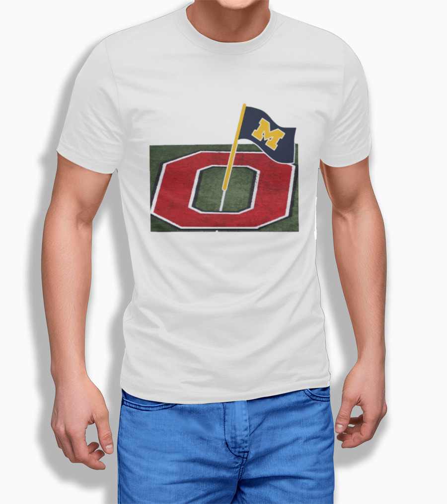 Michigan Flag Planting Ohio Rivalry Symbolic Gesture T-Shirt