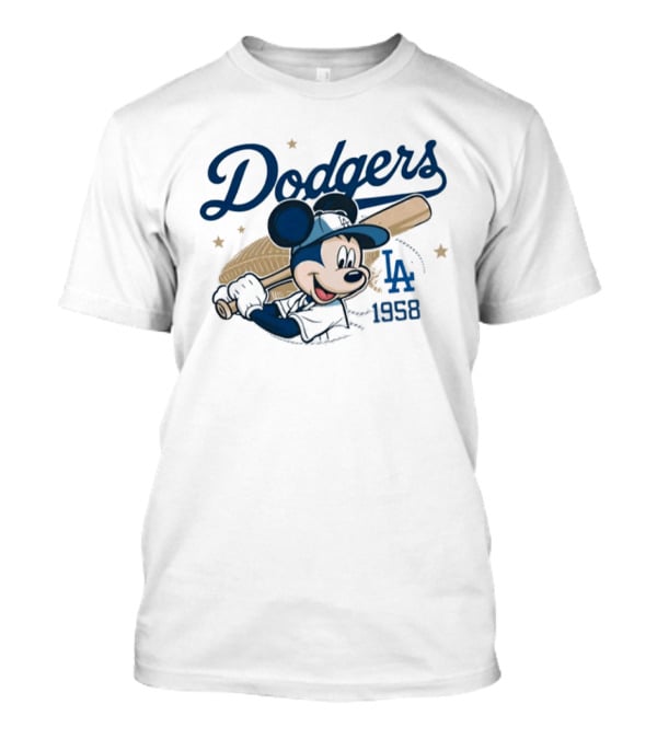 Dodgers Mickey Mouse LA 1958 Baseball T-Shirt
