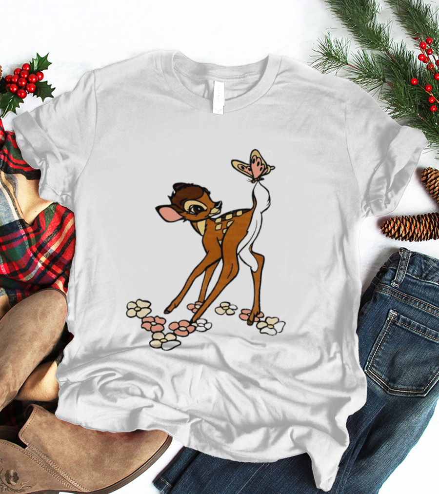 Bambi Baby Deer Butterfly Vintage Disney T-Shirt