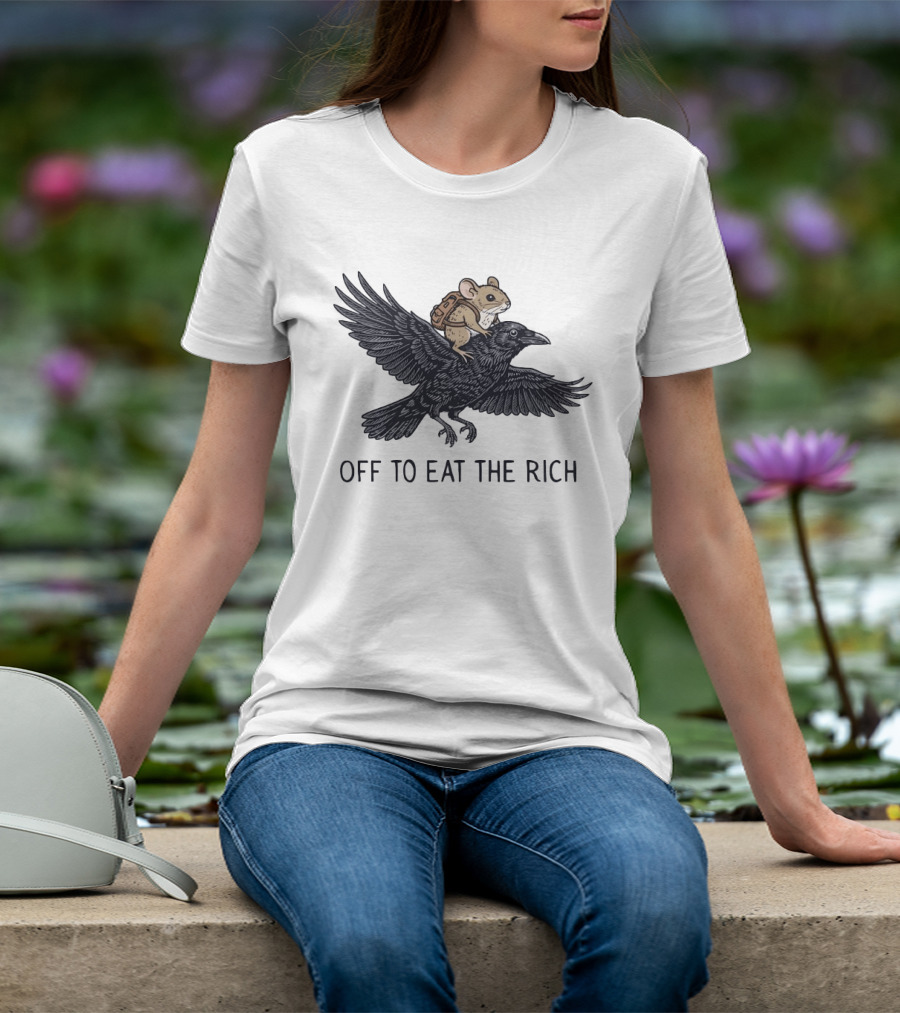 Mouse Riding Raven Off To Eat The Rich T-Shirt