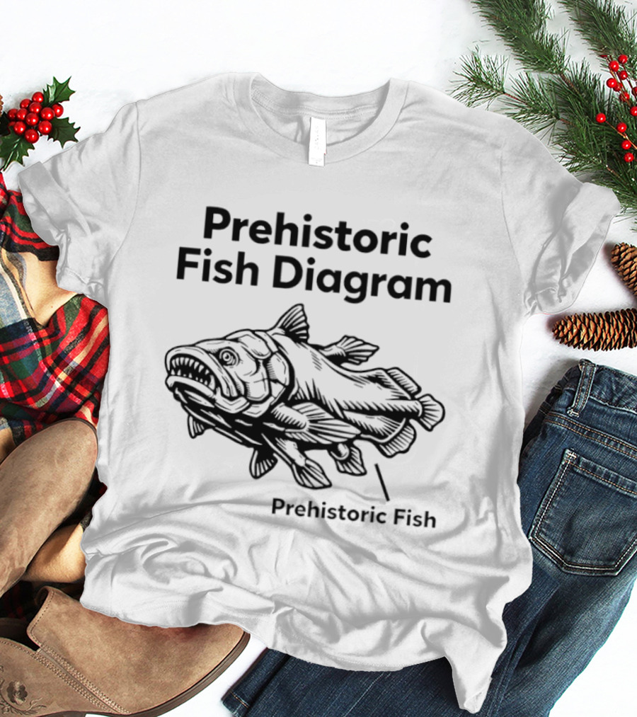 Prehistoric Fish Diagram Coelacanth Creature T-Shirt