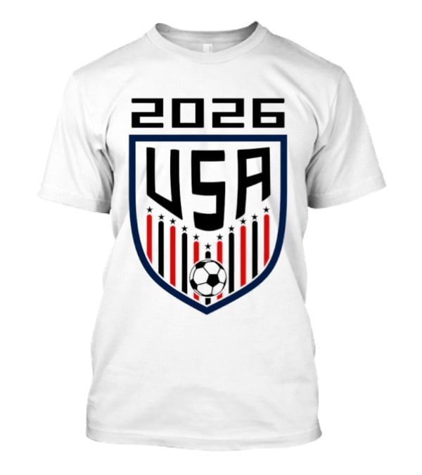 USA 2026 Soccer Emblem With Stars And Stripes Ball T-Shirt