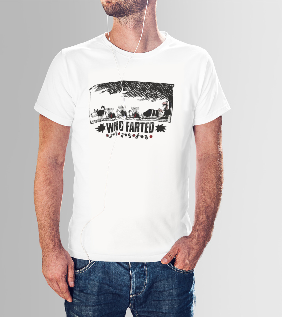 Who Farted Alaska Dog Sledding Adventure Cartoon Humor T-Shirt