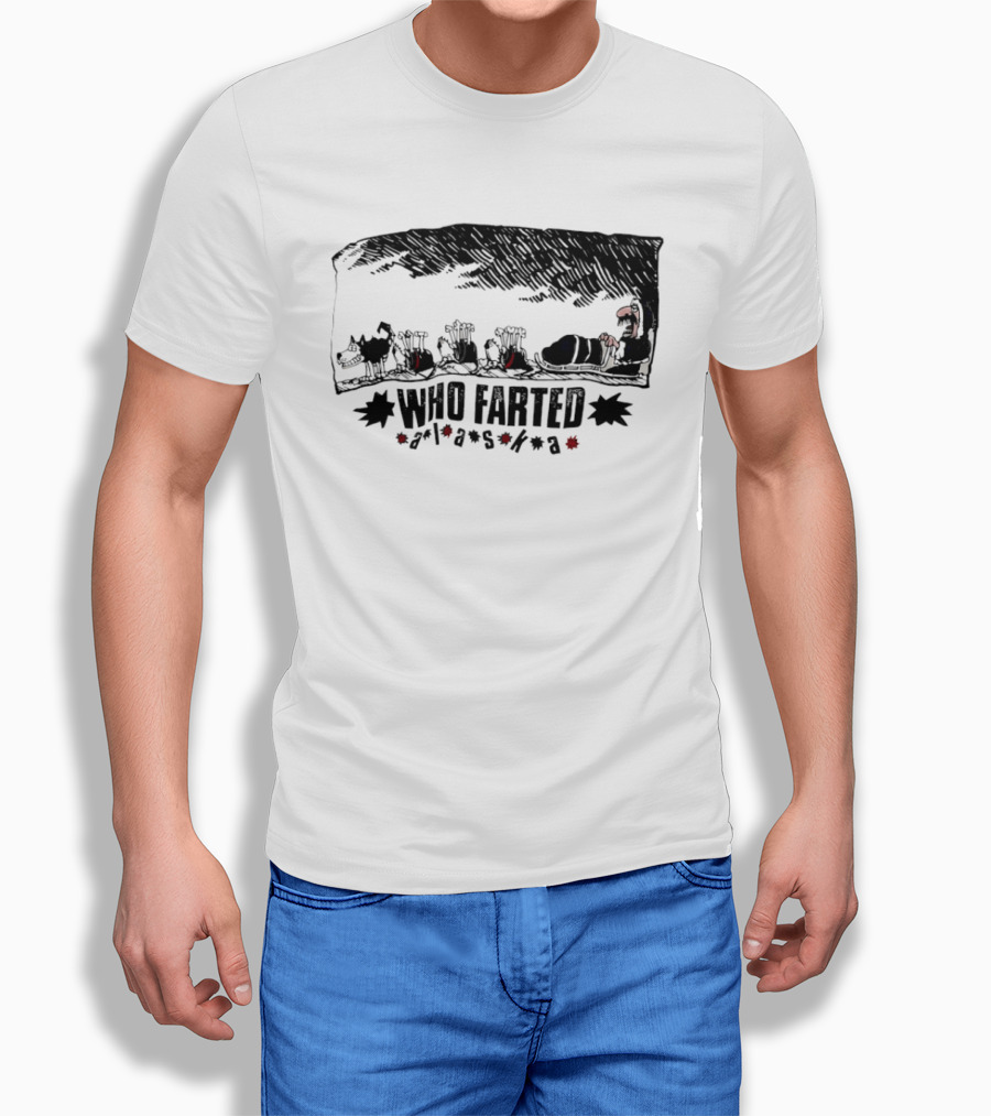 Who Farted Alaska Dog Sledding Adventure Cartoon Humor T-Shirt