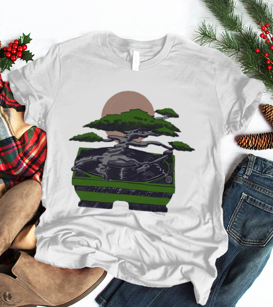Zach Dempsey Bonsai Record Turntable Moon T-Shirt