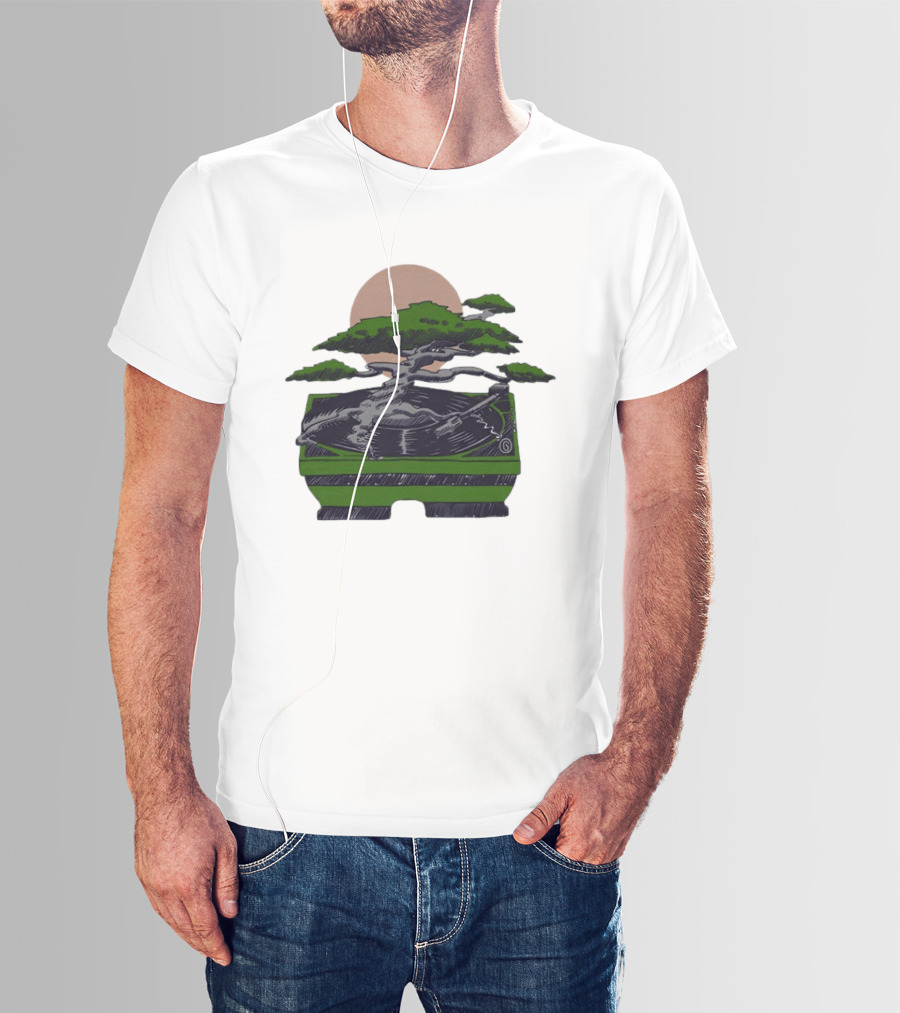 Zach Dempsey Bonsai Record Turntable Moon T-Shirt