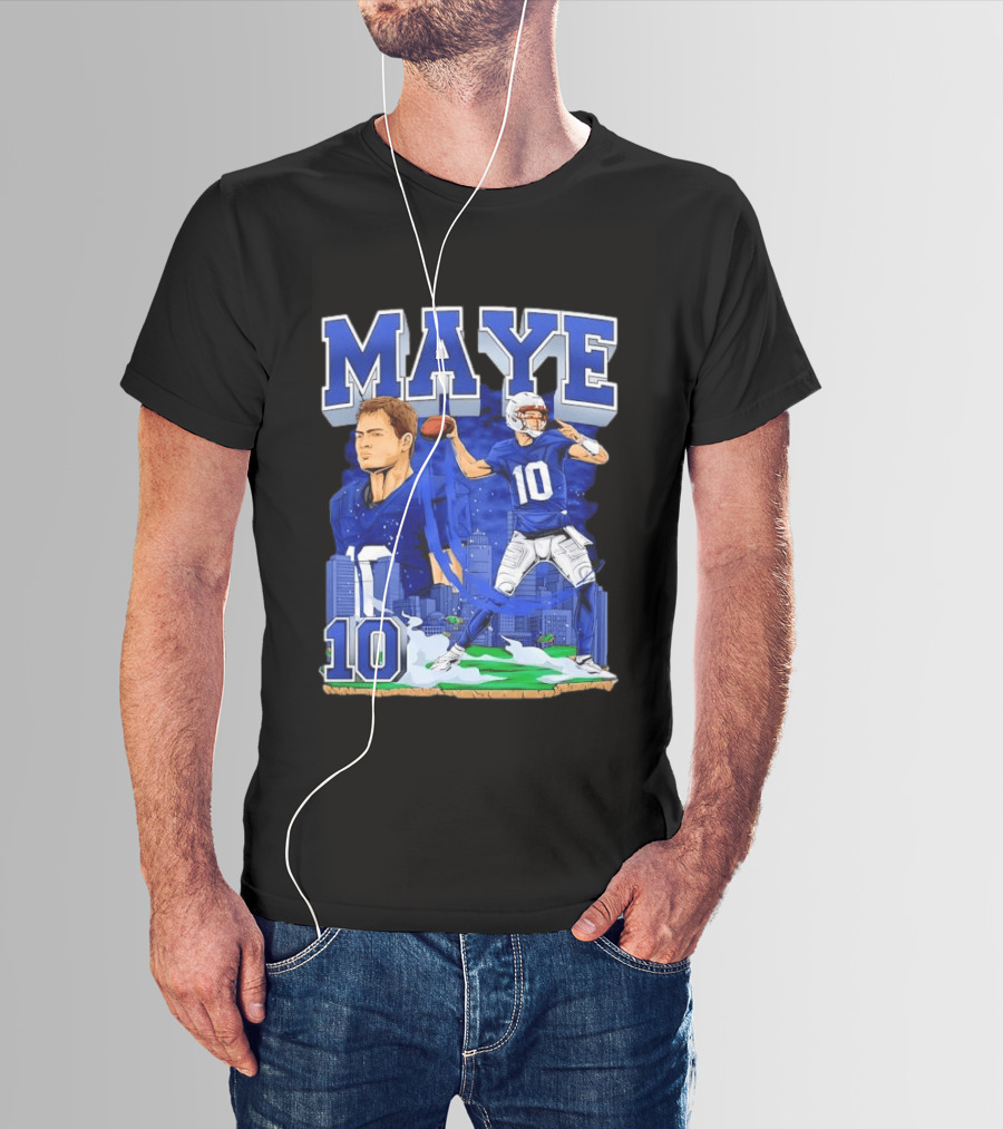 Maye Number 10 Quarterback Football Player City Skyline T-Shirt