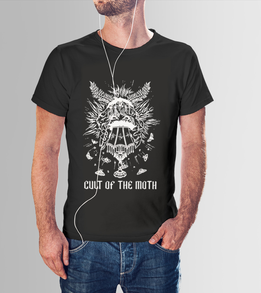 Cult Of The Moth Lamp With Moth Head And Floral Details T-Shirt