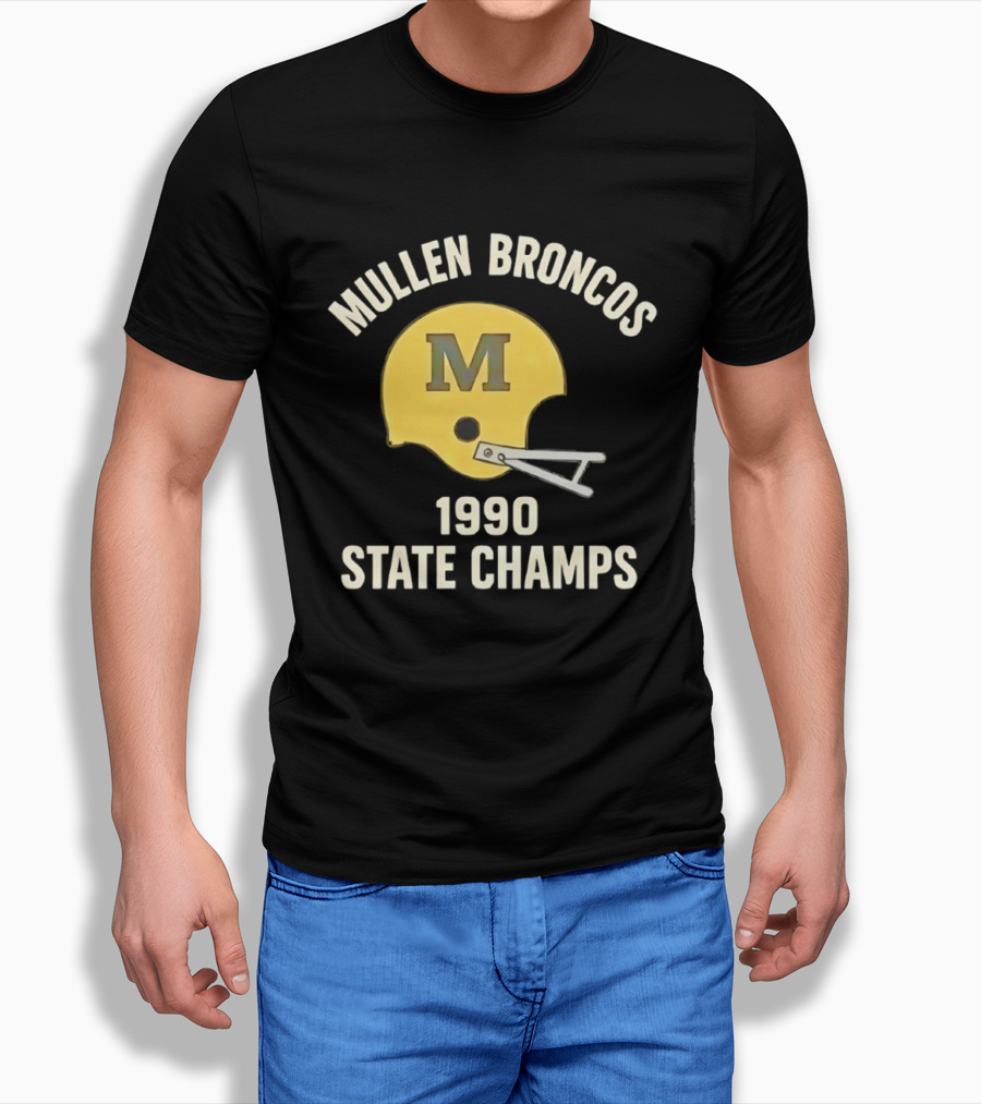 Mullen Broncos 1990 State Champs Football Helmet T-Shirt