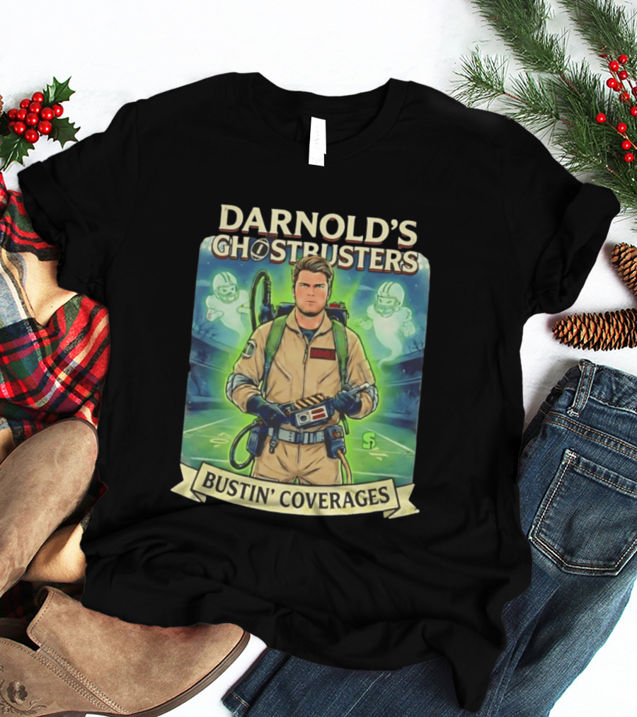 Darnold's Ghostbusters Bustin' Coverages Paranormal NFL Football Action T-Shirt