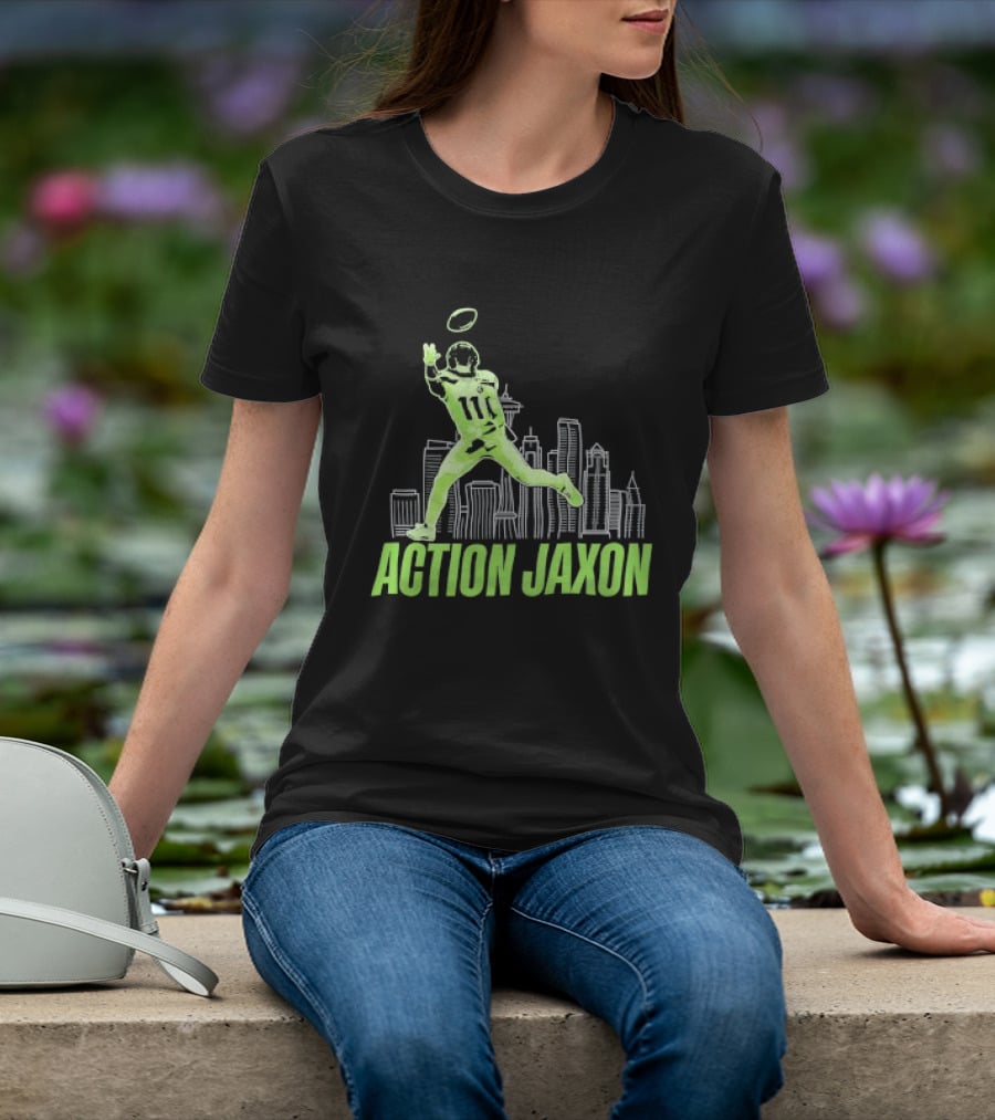 Seattle Football Jaxon Smith Njigba Action Jaxon Skyline T-Shirt