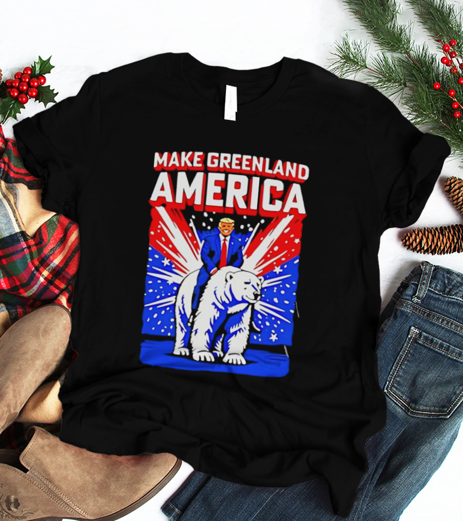 Make Greenland America Trump Riding Polar Bear T-Shirt