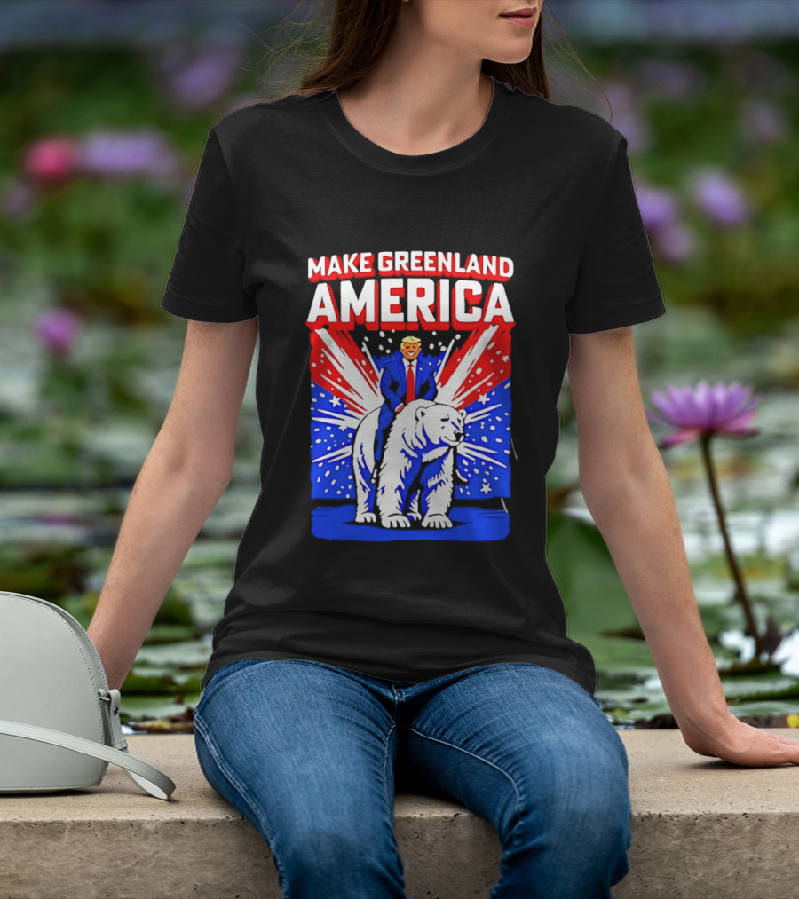 Make Greenland America Trump Riding Polar Bear T-Shirt