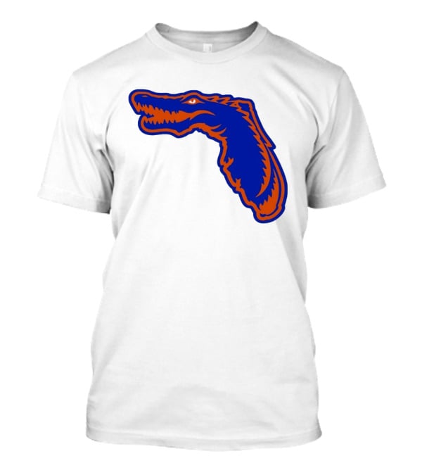 Florida Gators State Shape Blue Orange Gator Map T-Shirt
