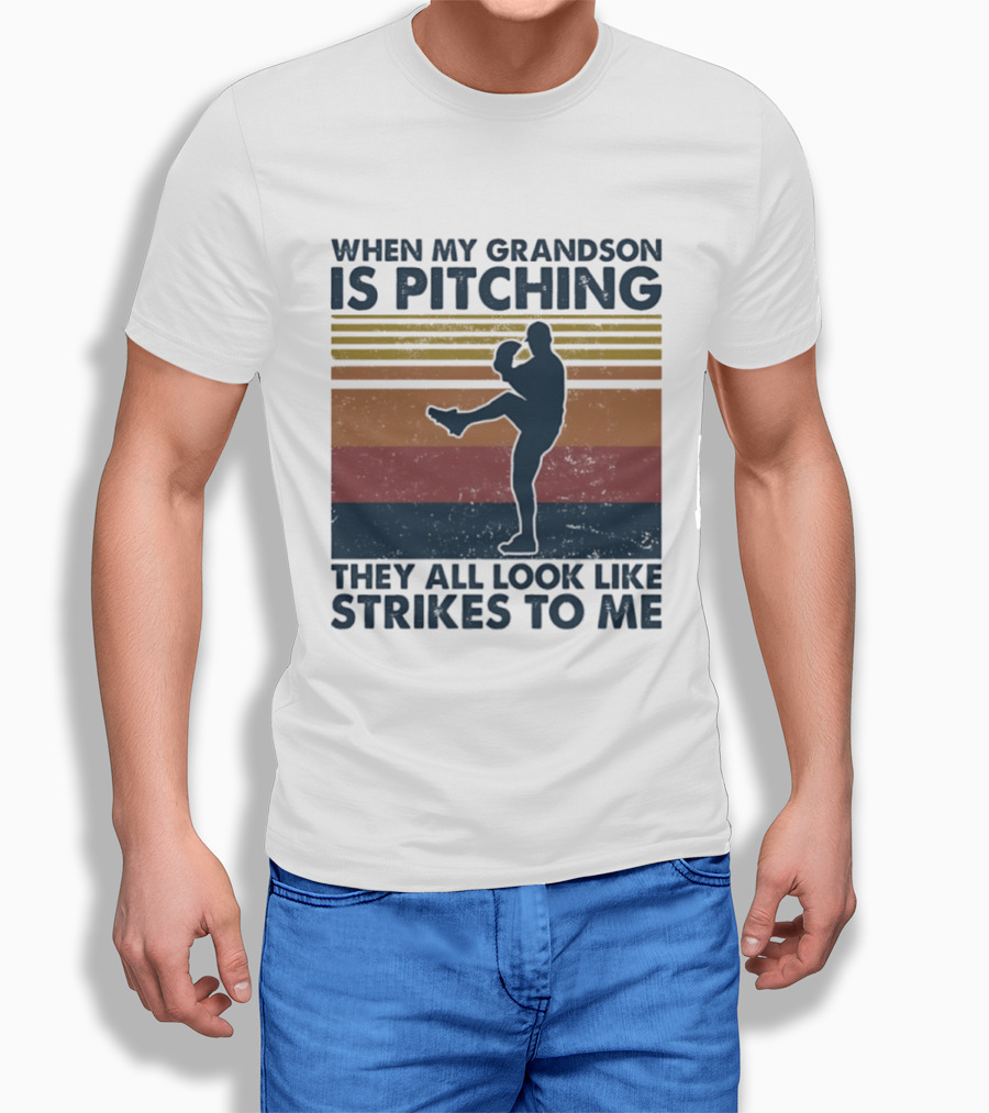 Grandson Pitching Baseball Strikes T-Shirt