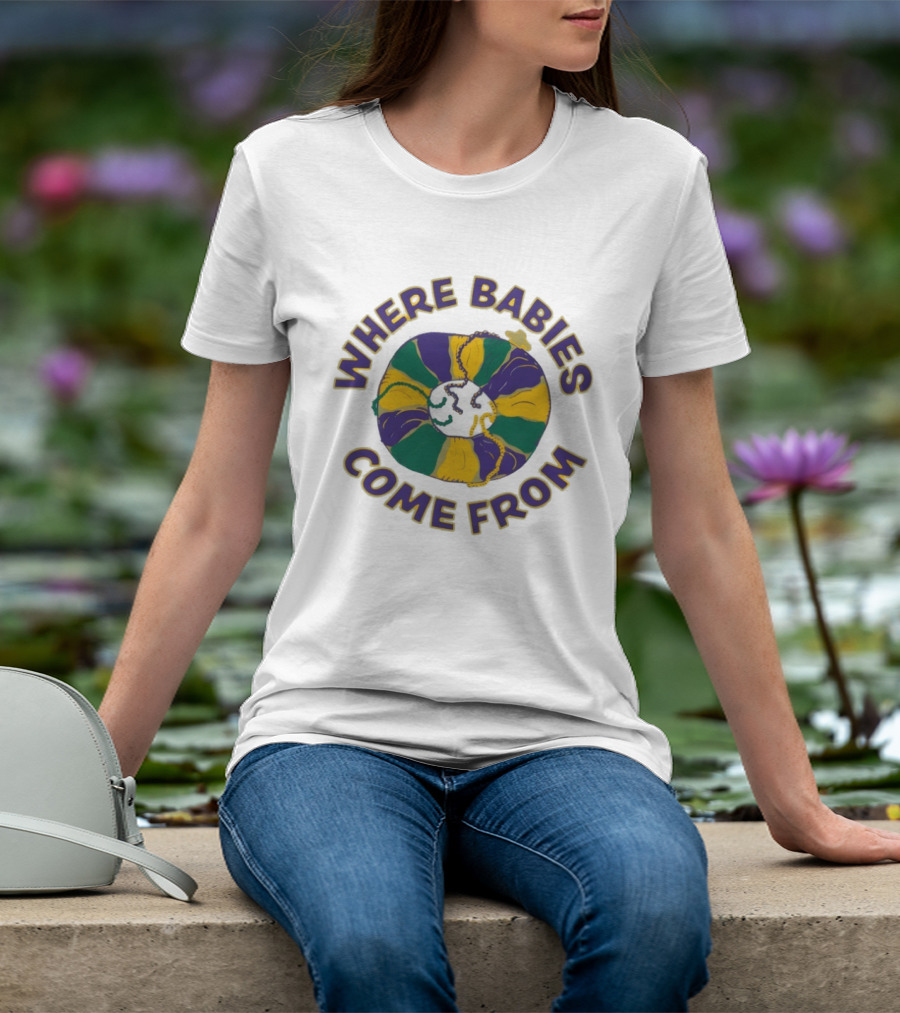 Where Babies Come From Mardi Gras King Cake Humor T-Shirt