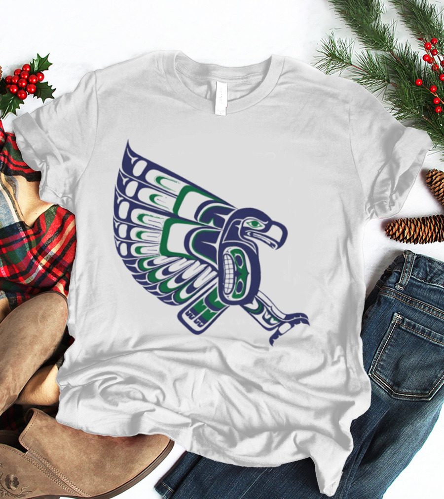 Seattle Football Native American Inspired Hawk Bird Wing T-Shirt