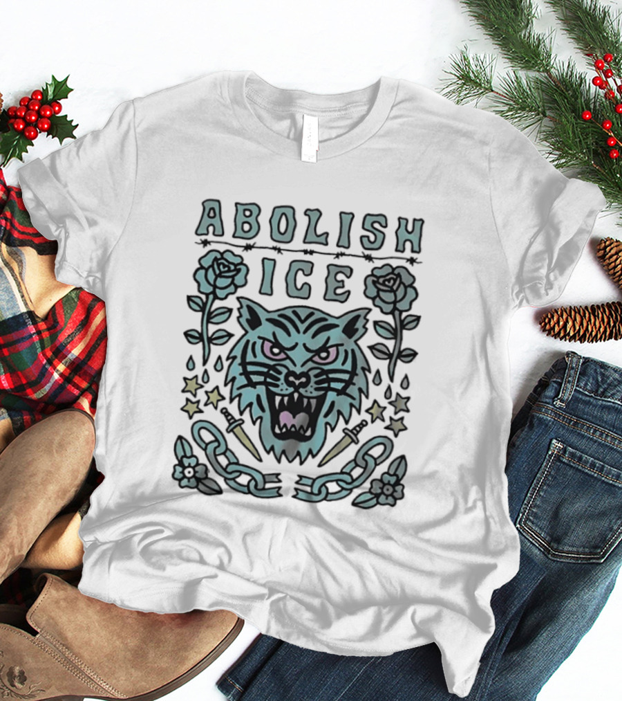 Tiger Abolish ICE Tattoo Chains Roses And Stars T-Shirt