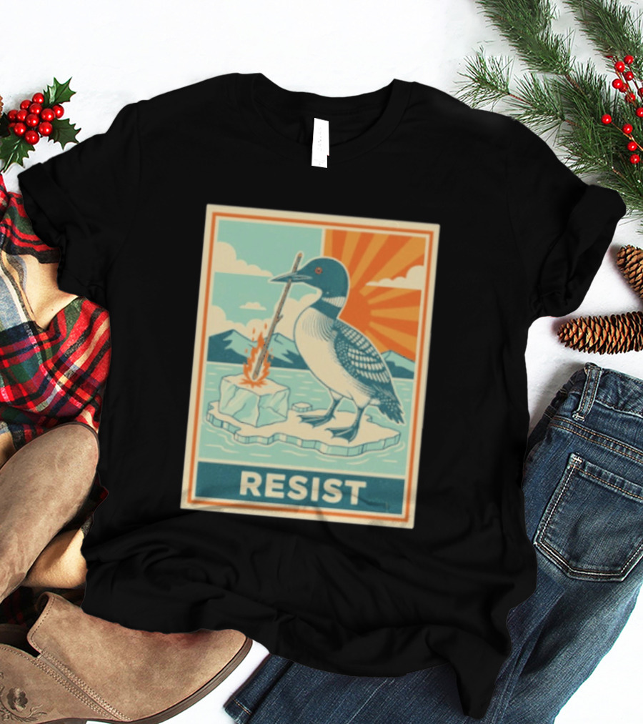 Loon Resist Climate Change Minnesota ICE Nature Conservation T-Shirt