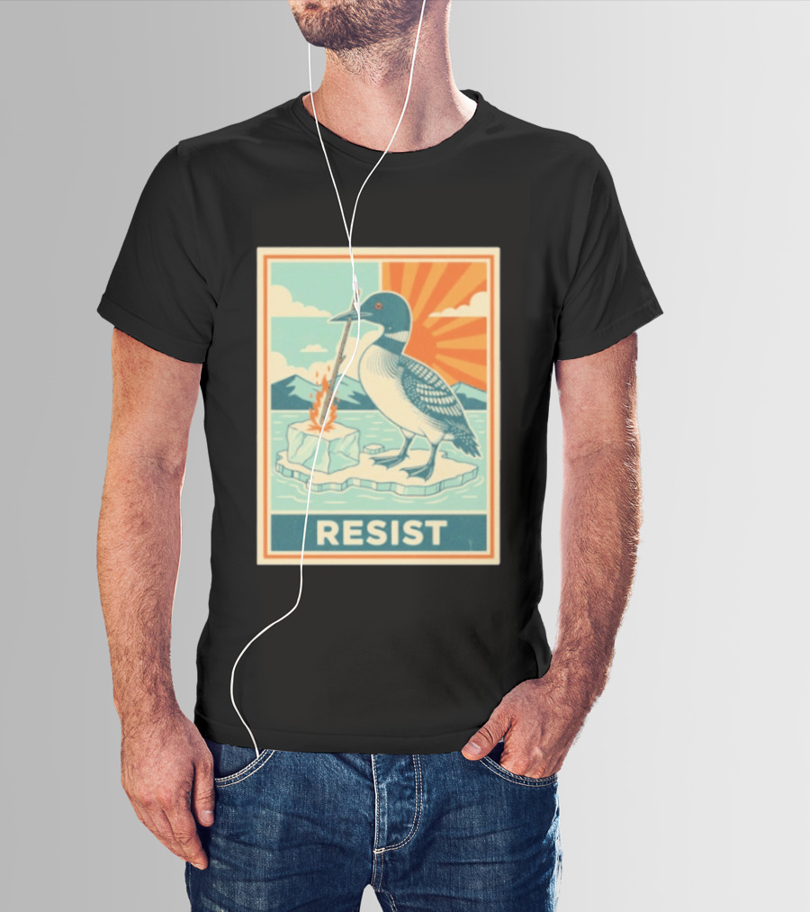 Loon Resist Climate Change Minnesota ICE Nature Conservation T-Shirt