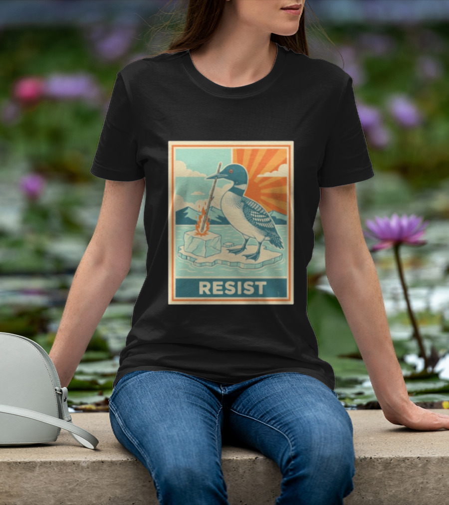 Loon Resist Climate Change Minnesota ICE Nature Conservation T-Shirt