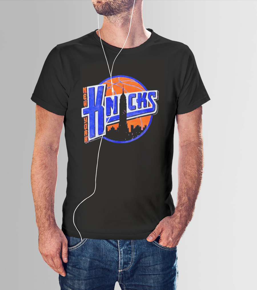New York Knicks NBA Old School Basketball Skyline 2026 T-Shirt