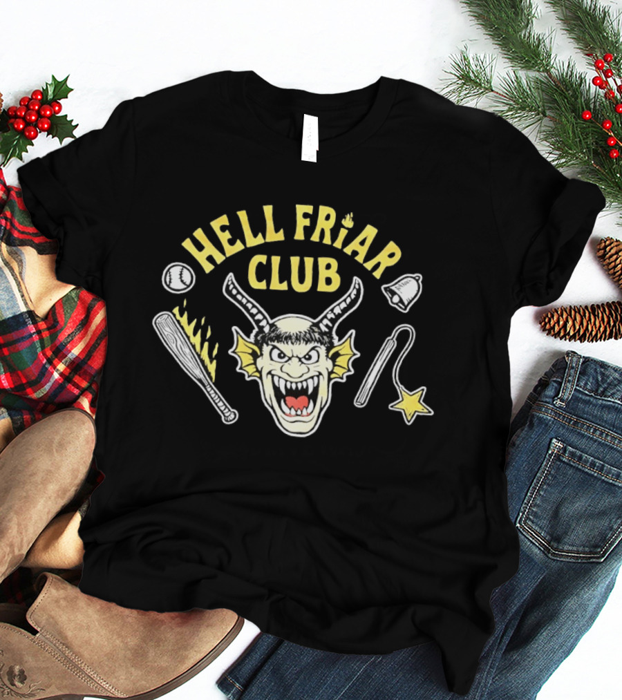 Hell Friar Club Baseball Bat Devil Bell Star T-Shirt