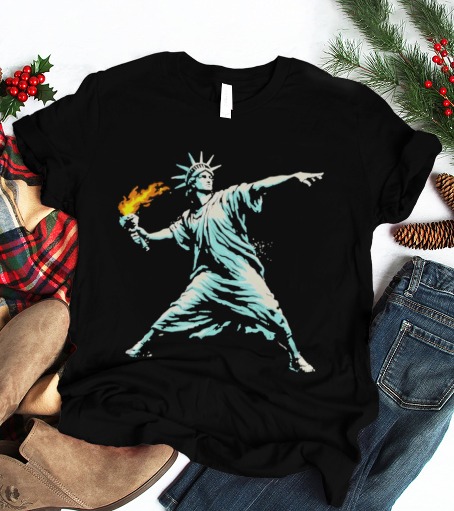 Statue Of Liberty Molotov Flower Thrower Street T-Shirt