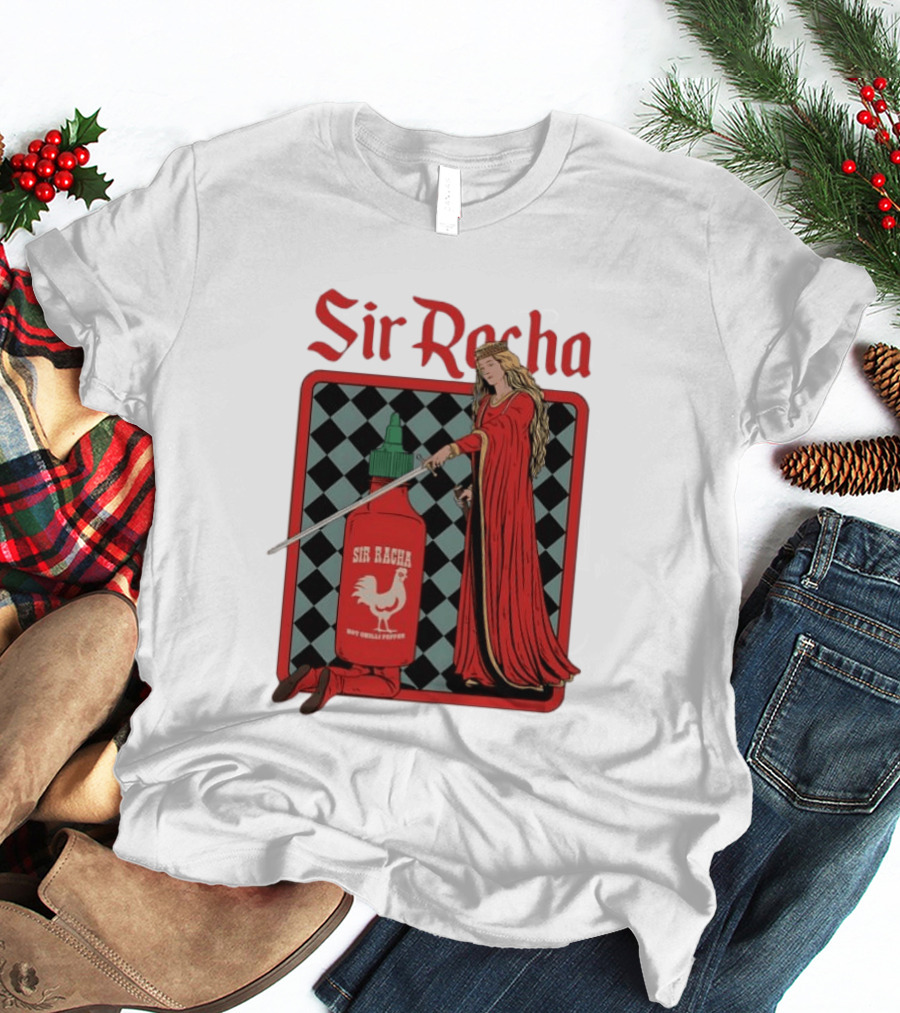 Sir Racha Hot Chilli Pepper Sauce Medieval Knight And Lady T-Shirt