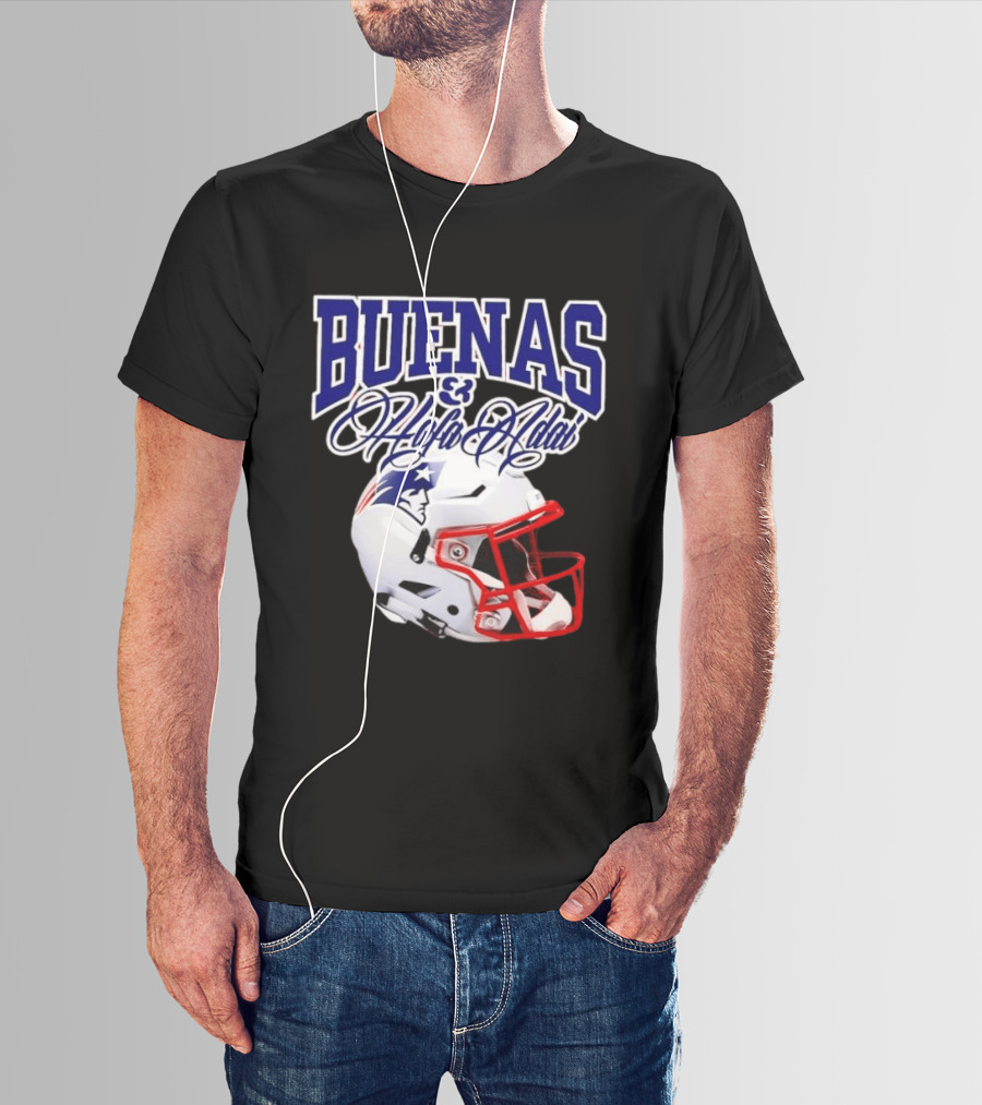 Buenas Hafa Adai New England Patriots Football Helmet T-Shirt