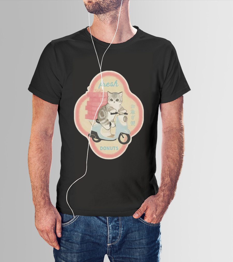 Fresh Cat Mofusand Donuts Delivery Scooter Japan T-Shirt