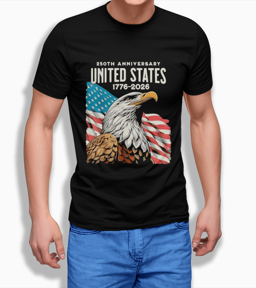 250th Anniversary United States 1776 2026 Bald Eagle And American Flag T-Shirt