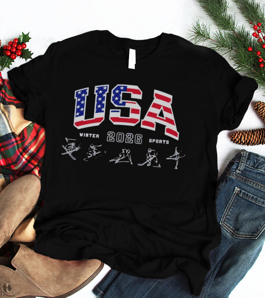 USA Winter Sports 2026 Winter Skating Skiing T-Shirt