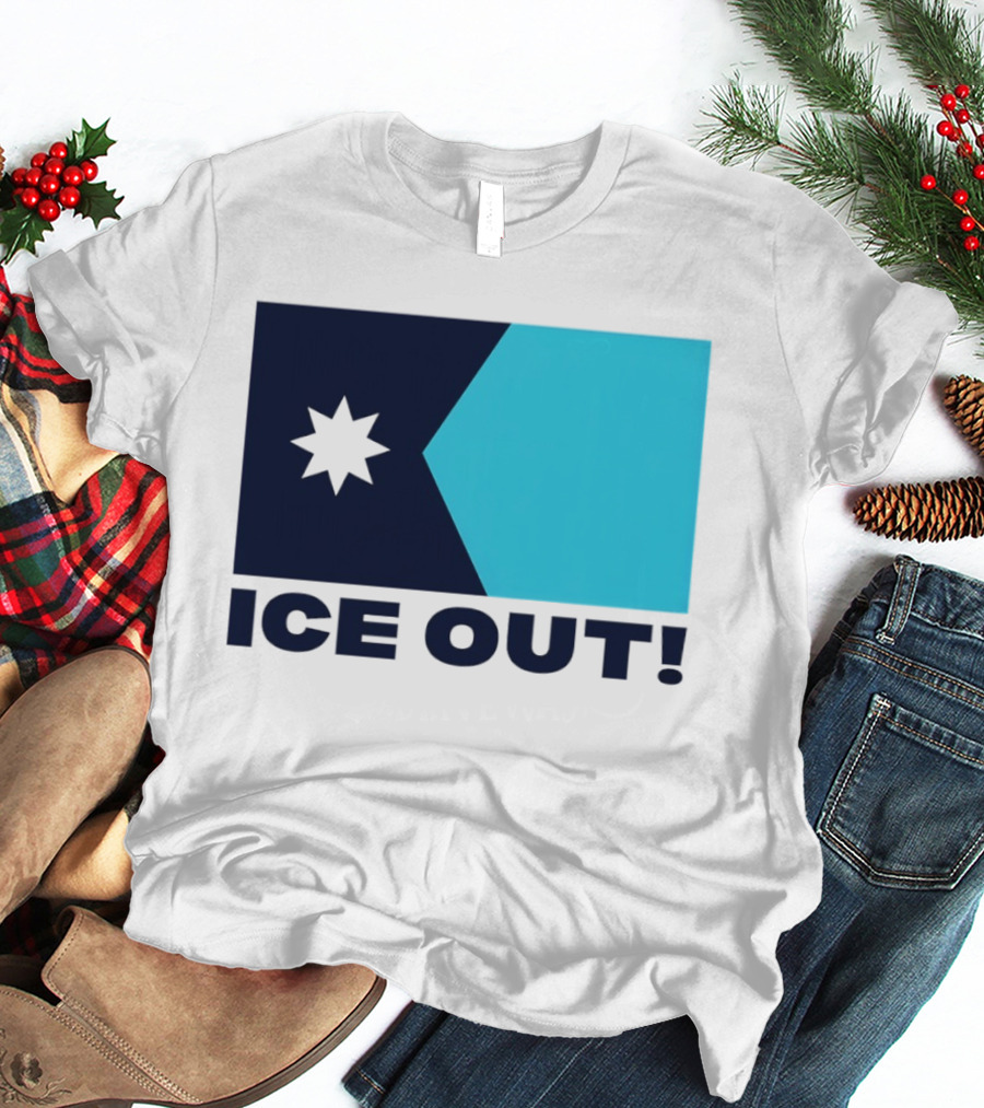 Ice Out Minnesota Star Flag T-Shirt
